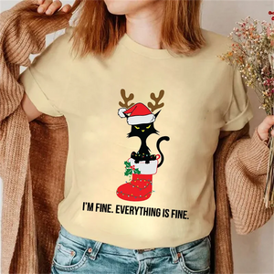 Its Fine I'm Fine Everything Is Fine Christmas Reindeer Cat