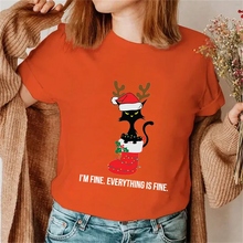 Load image into Gallery viewer, Its Fine I&#39;m Fine Everything Is Fine Christmas Reindeer Cat