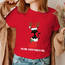 Load image into Gallery viewer, Its Fine I&#39;m Fine Everything Is Fine Christmas Reindeer Cat