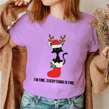 Load image into Gallery viewer, Its Fine I&#39;m Fine Everything Is Fine Christmas Reindeer Cat