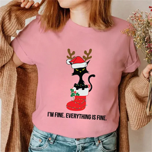 Load image into Gallery viewer, Its Fine I&#39;m Fine Everything Is Fine Christmas Reindeer Cat